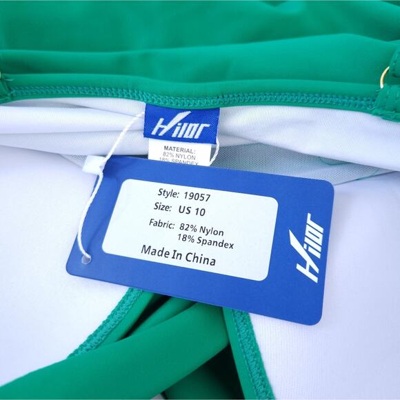 NEW Hilor One Piece Swimsuit Size 10 Kelly Green, Ruching, Sof Shell Cups, Swim - Picture 3 of 3